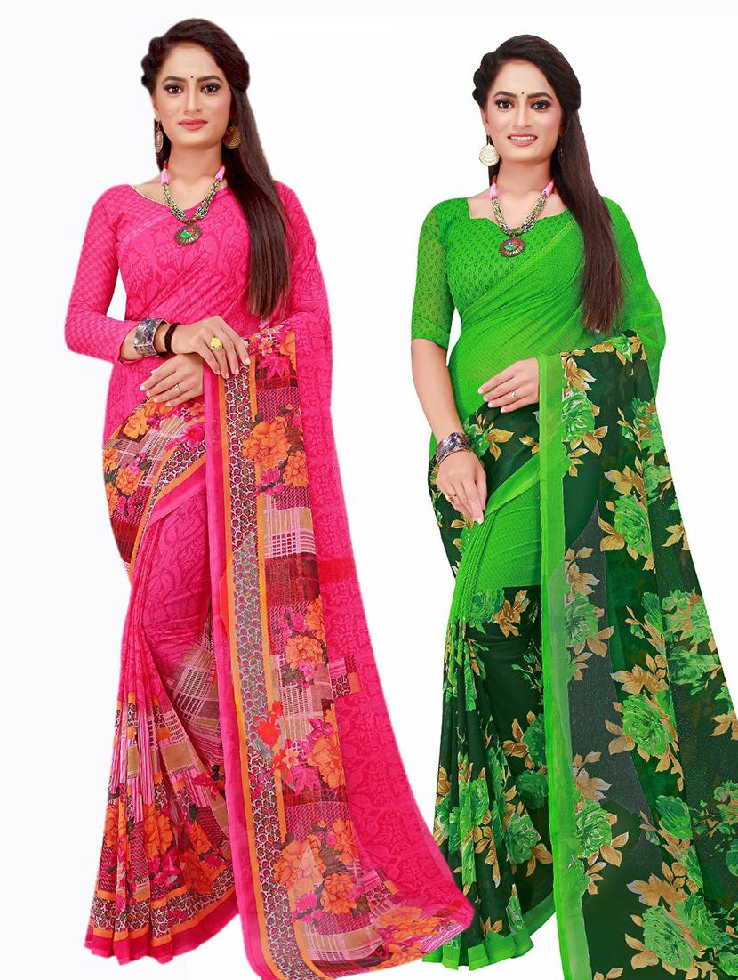 pack of 2 printed saree with blouse