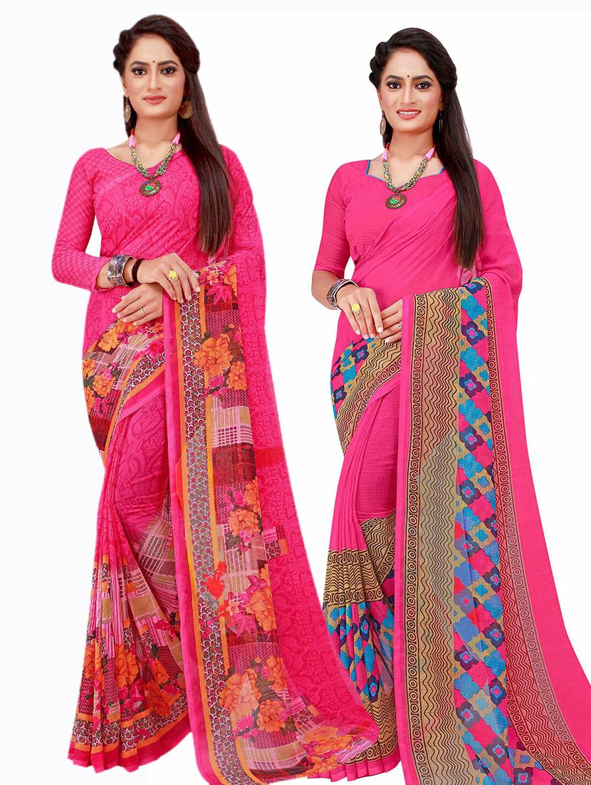 pack of 2 printed saree with blouse - 20210201 - Zoom Image - 0