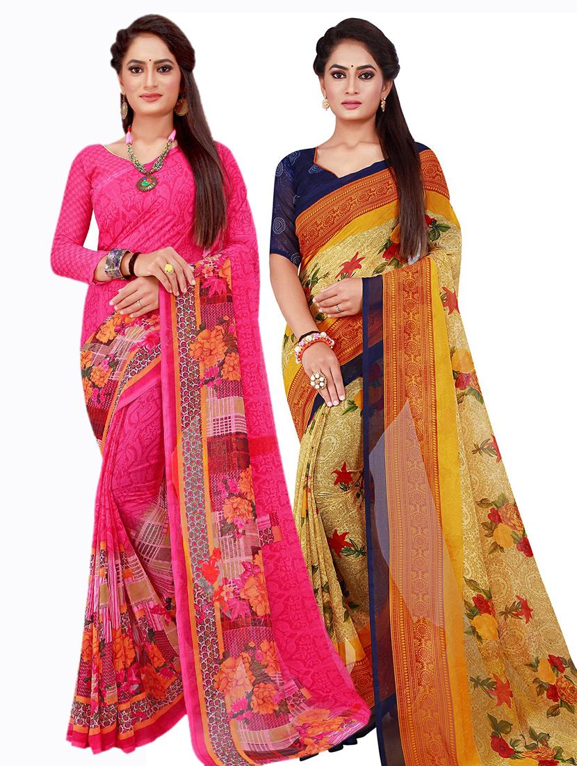 pack of 2 printed saree with blouse - 20210219 -  Zoom Image - 0
