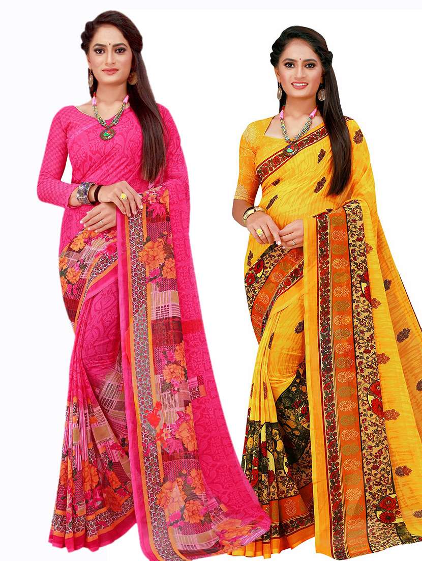 pack of 2 printed saree with blouse
