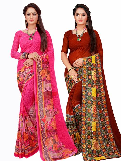 pack of 2 printed saree with blouse - 20210226 - Standard Image - 0