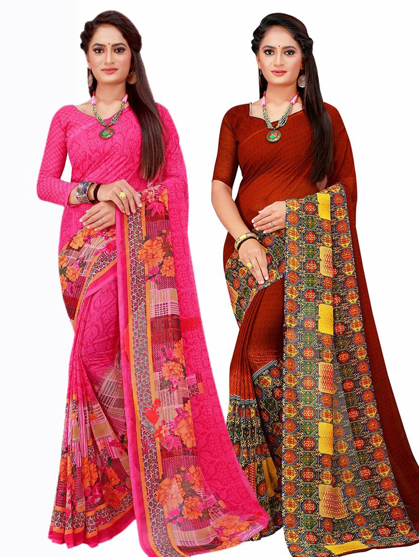 pack of 2 printed saree with blouse - 20210226 - Zoom Image - 0