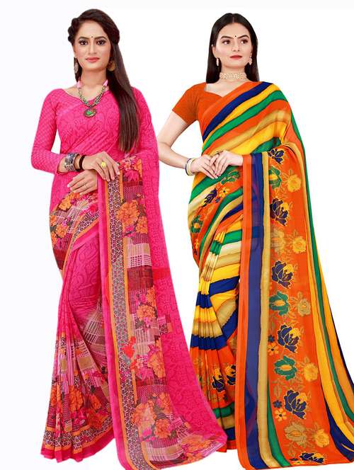 pack of 2 printed saree with blouse - 20210227 -  Standard Image - 0