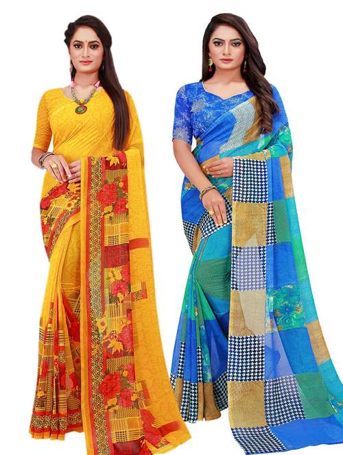women's saree combo with blouse - 20210237 - Standard Image - 0