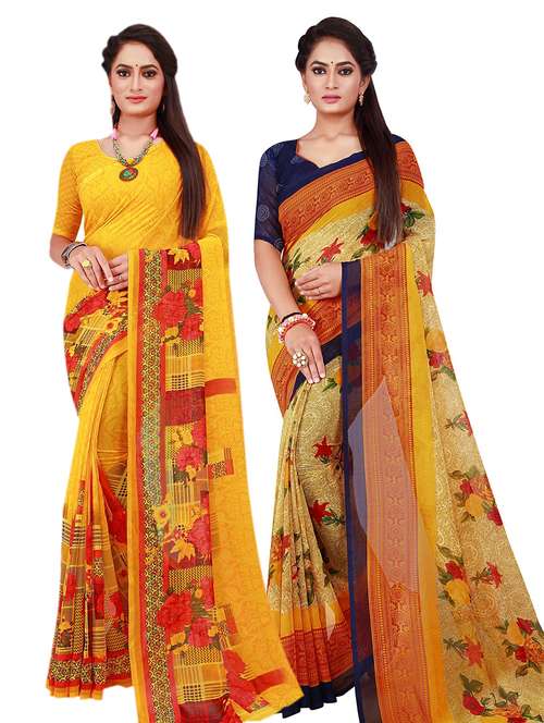 women's floral multi colored saree with blouse - 20210250 -  Standard Image - 0
