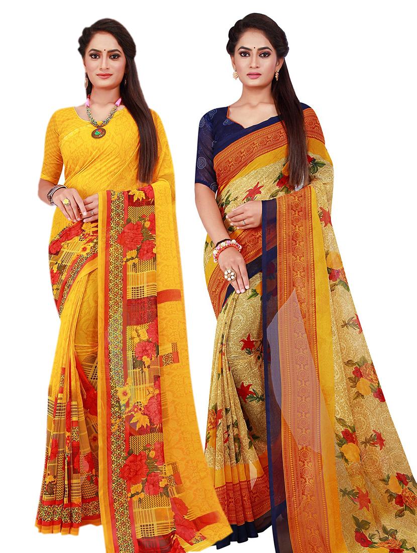 women's floral multi colored saree with blouse