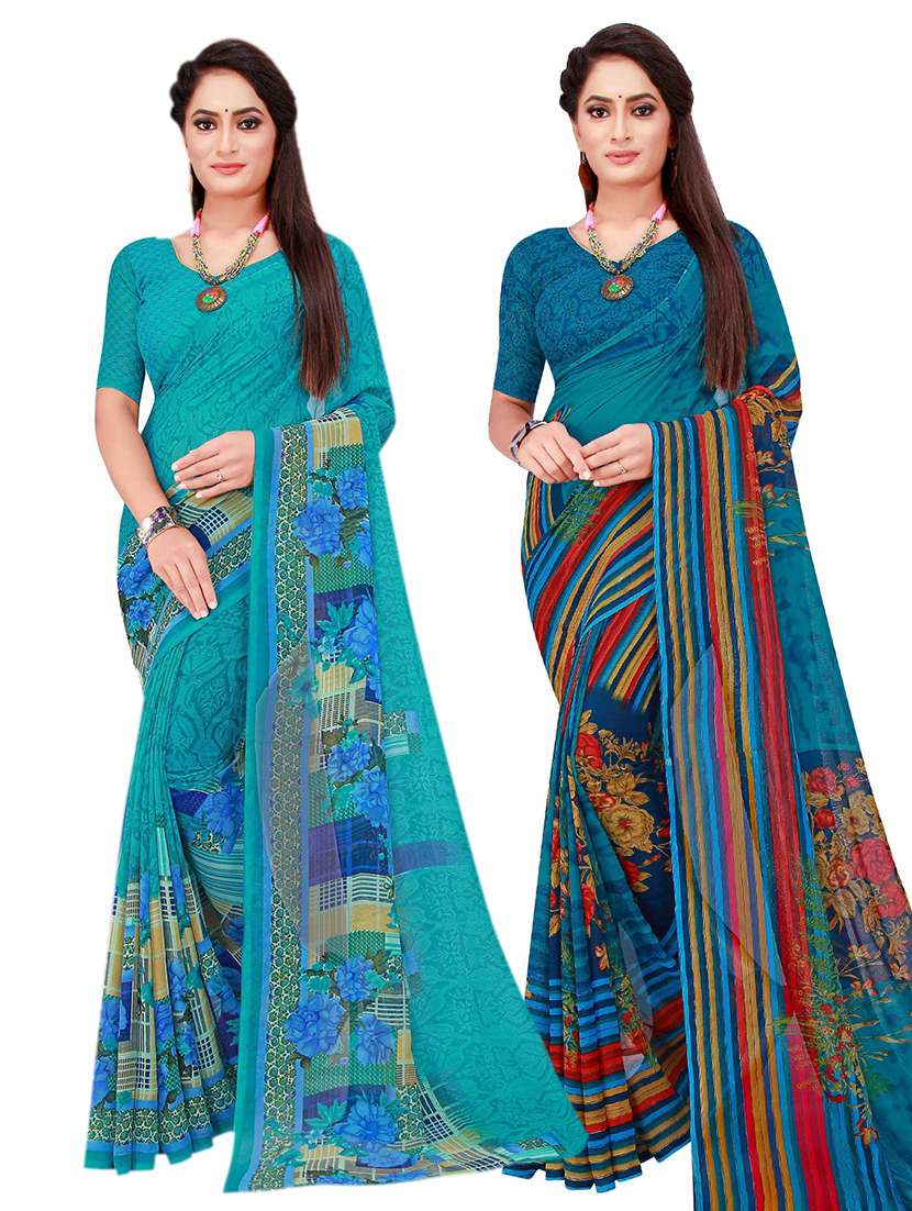 pack of 2 printed saree with blouse - 20210298 - Zoom Image - 0