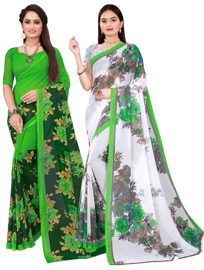 pack of 2 printed sarees with blouse - 20210424 - Zoom Image - 0