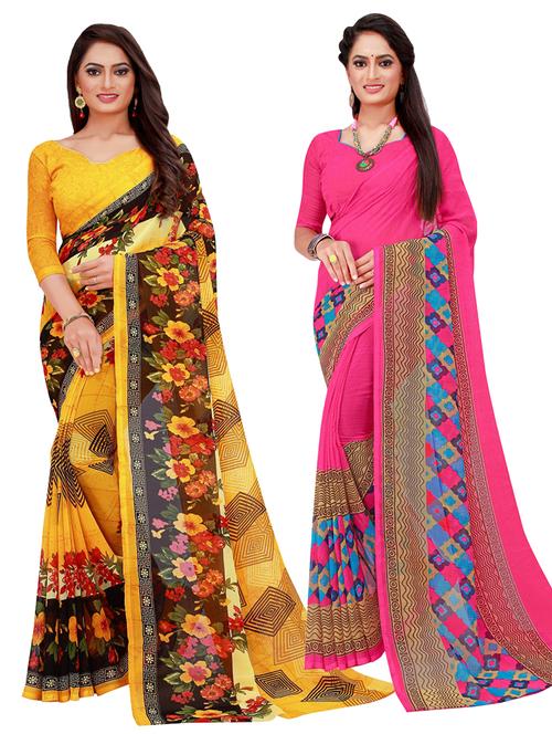 pack of 2 printed sarees with blouse - 20210531 - Standard Image - 0