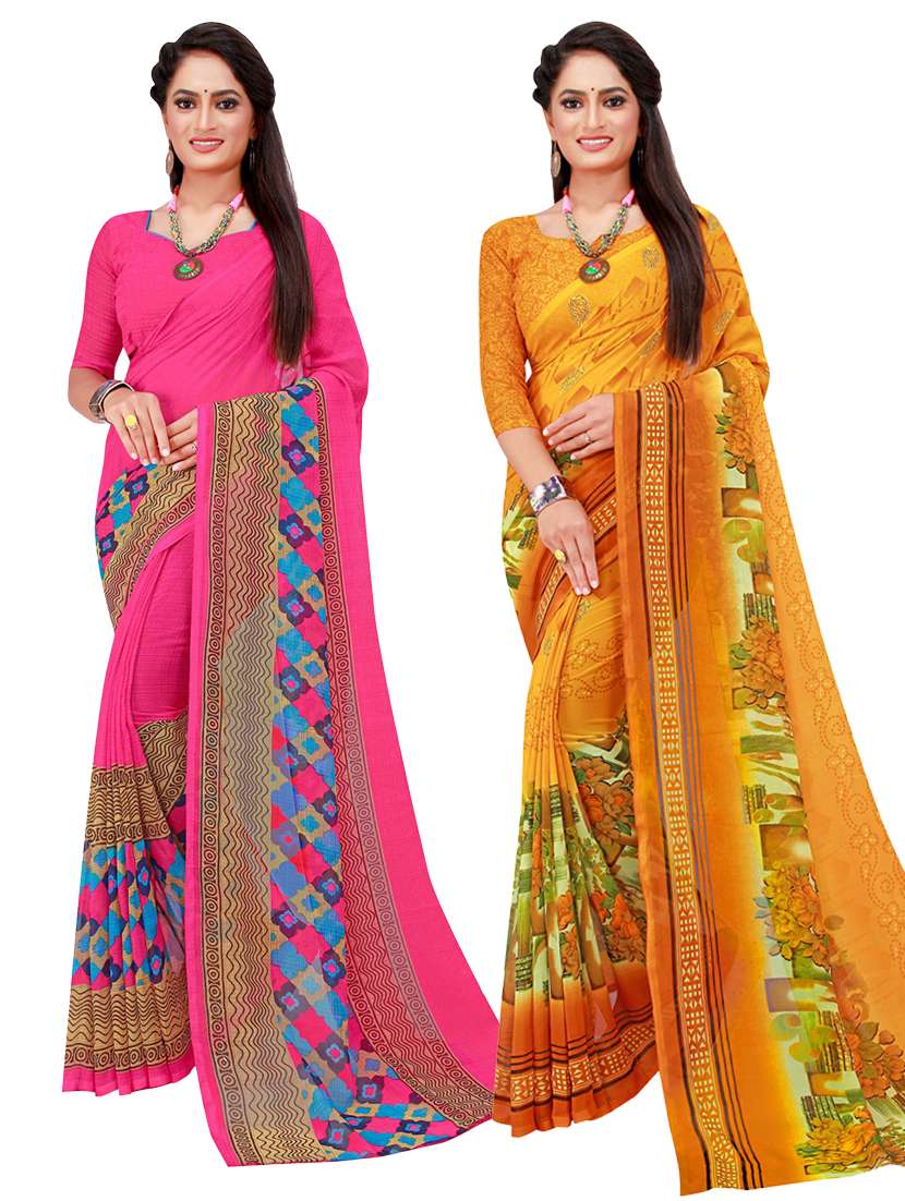 pack of 2 printed saree  with blouse