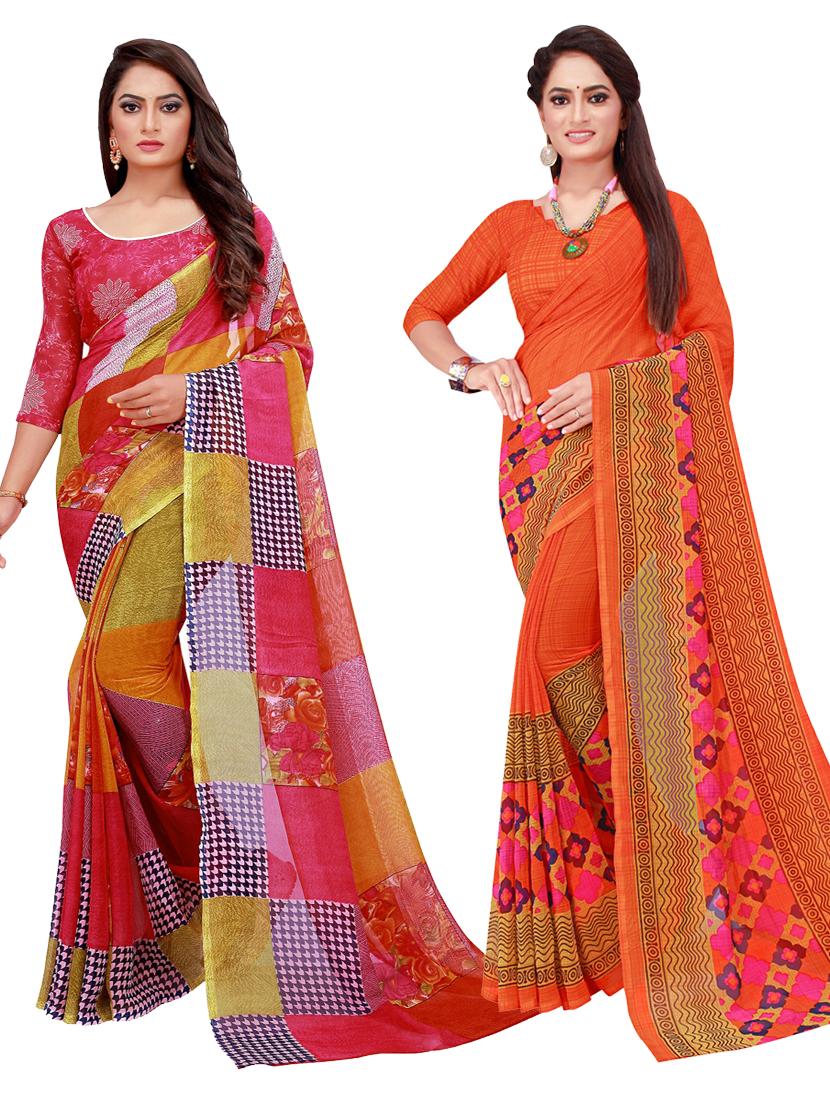women's printed multi colored saree with blouse - 20210632 - Zoom Image - 0