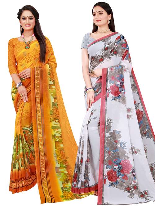 pack of 2 printed saree with blouse - 20210810 - Standard Image - 0