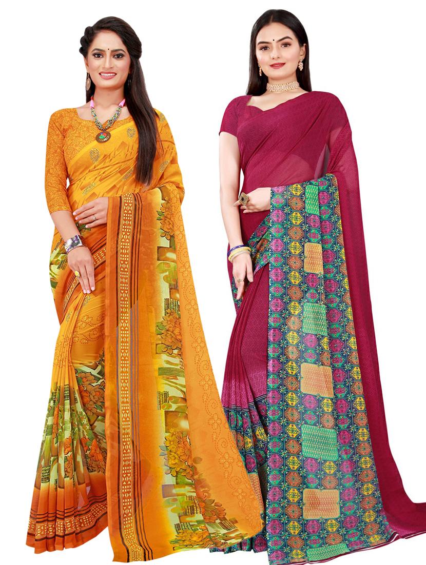 pack of 2 printed sarees with blouse - 20210822 - Zoom Image - 0