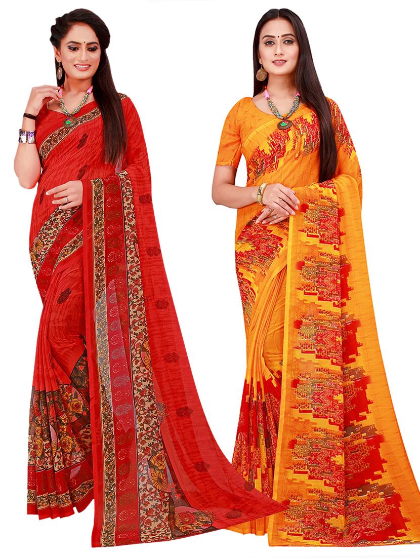 pack of 2 georgette saree - 20211136 -  Zoom Image - 0