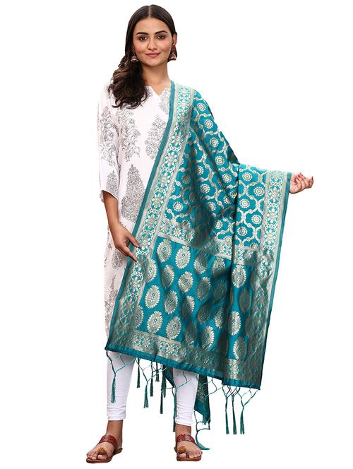 jacquard banarasi dupatta - 20211929 - Standard Image - 0