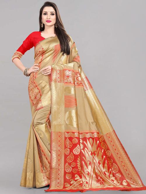 jacquard work banarasi saree with blouse - 20212037 - Standard Image - 0