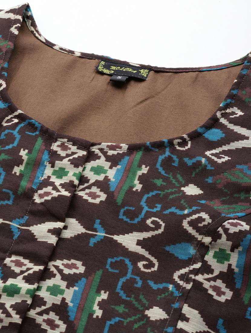 women brown round neck blouse - 20212952 -  Standard Image - 3