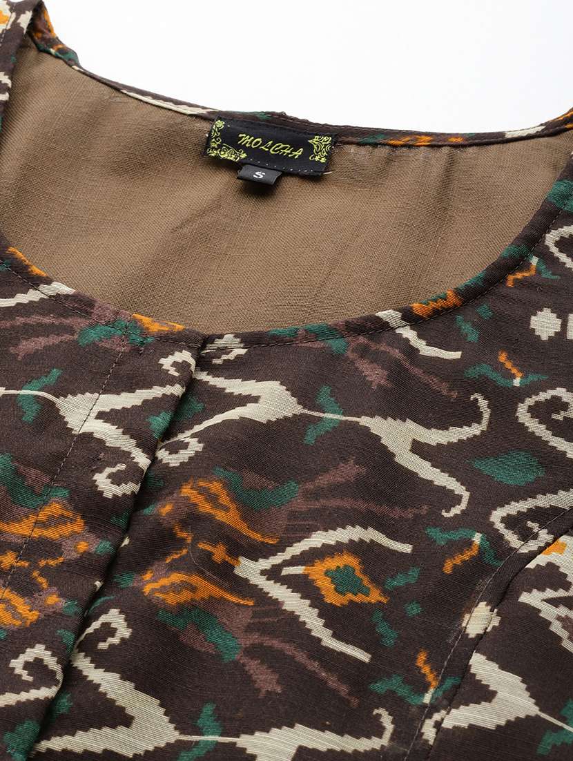 brown printed stitched blouse - 20212959 -  Standard Image - 3