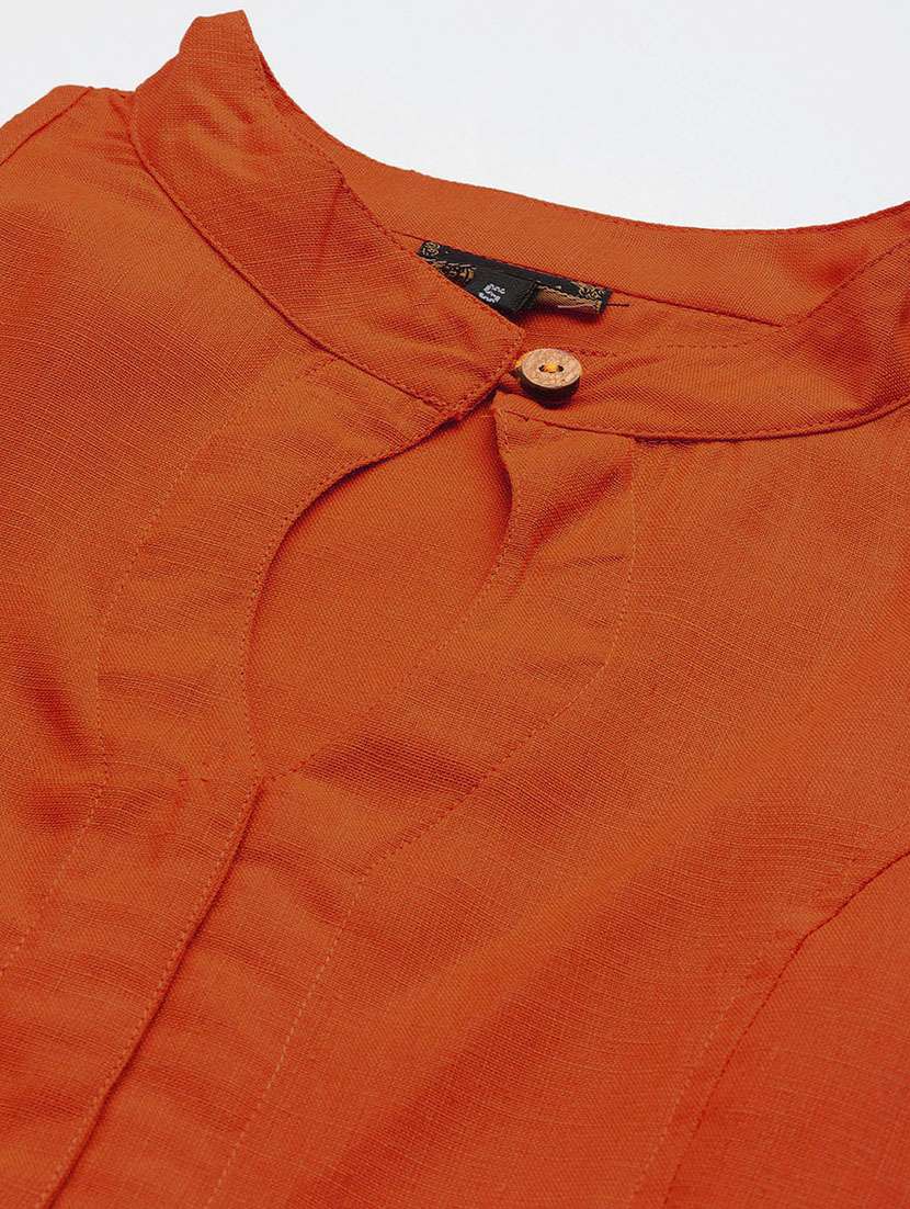 women orange mandarin neck blouse - 20212961 -  Standard Image - 8