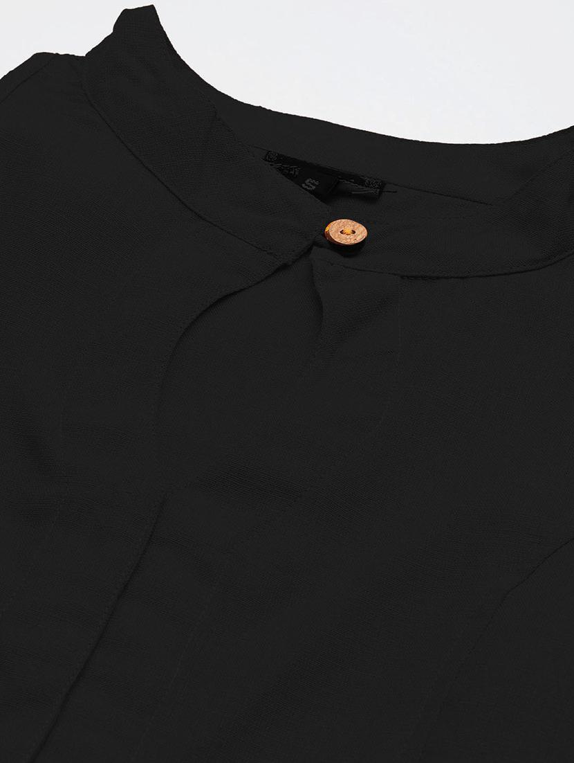 black cotton solid blouse - 20212980 - Standard Image - 3