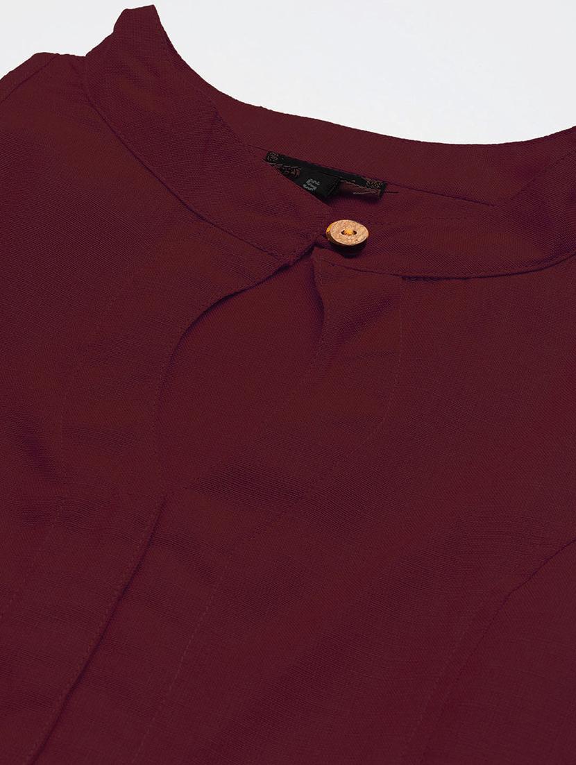 maroon solid stitched blouse - 20212989 - Standard Image - 3