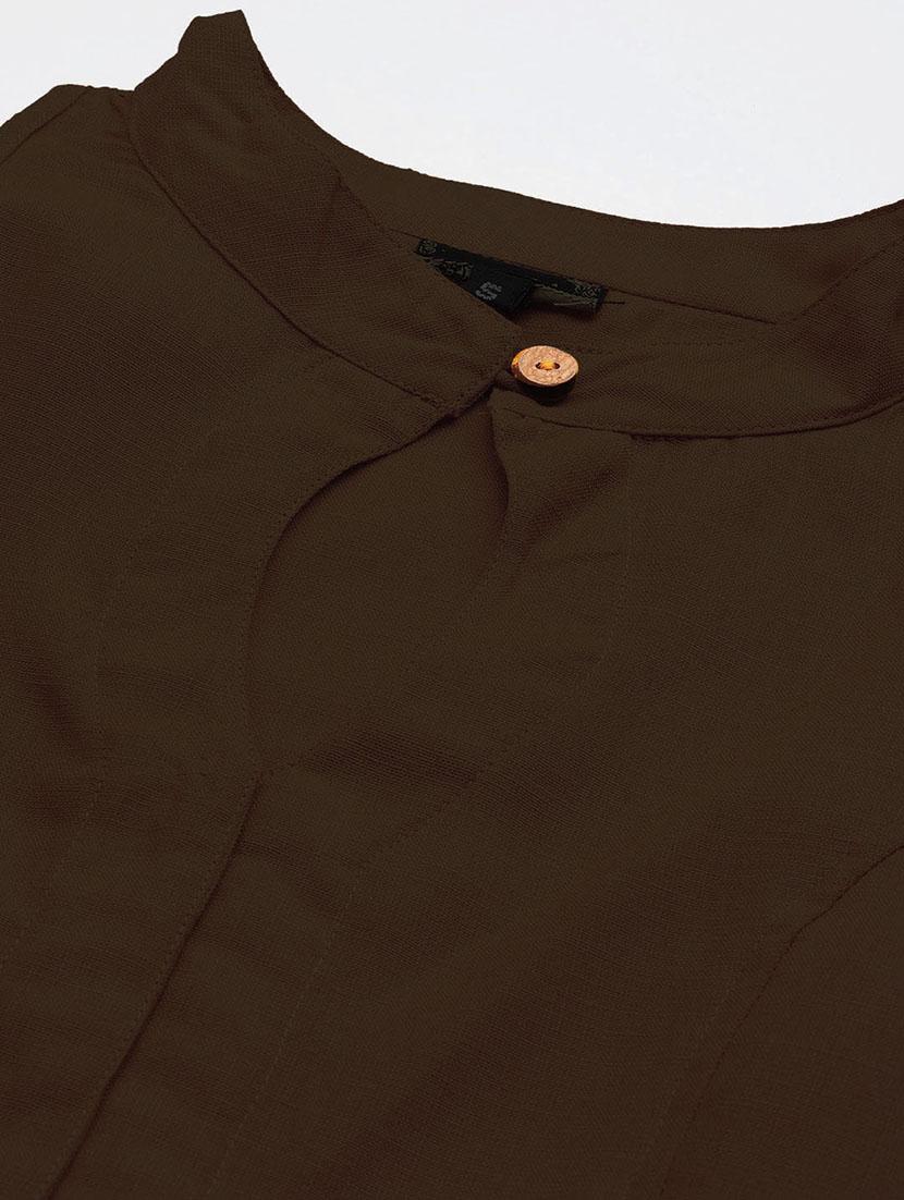 women olive mandarin neck blouse - 20213003 - Standard Image - 8