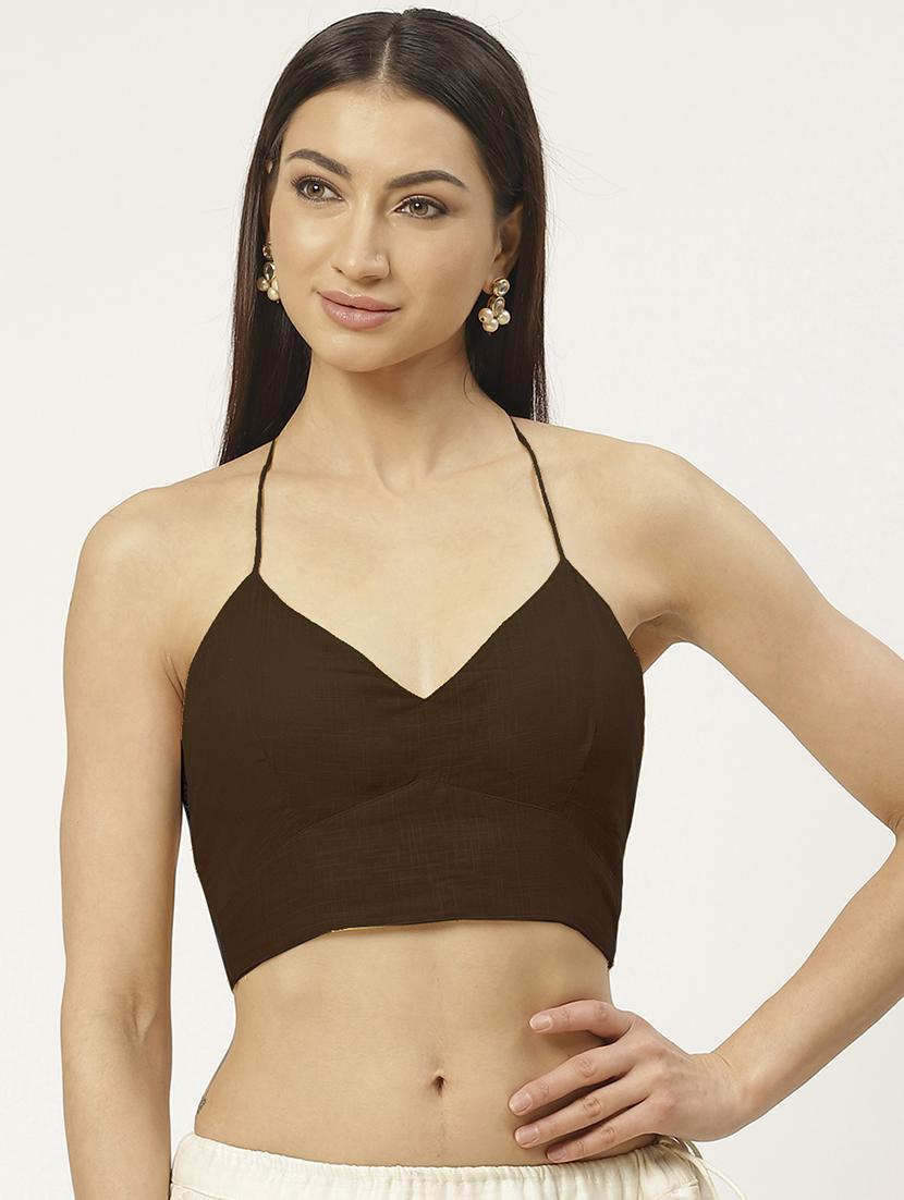 brown solid stitched blouse - 20213009 - Zoom Image - 0