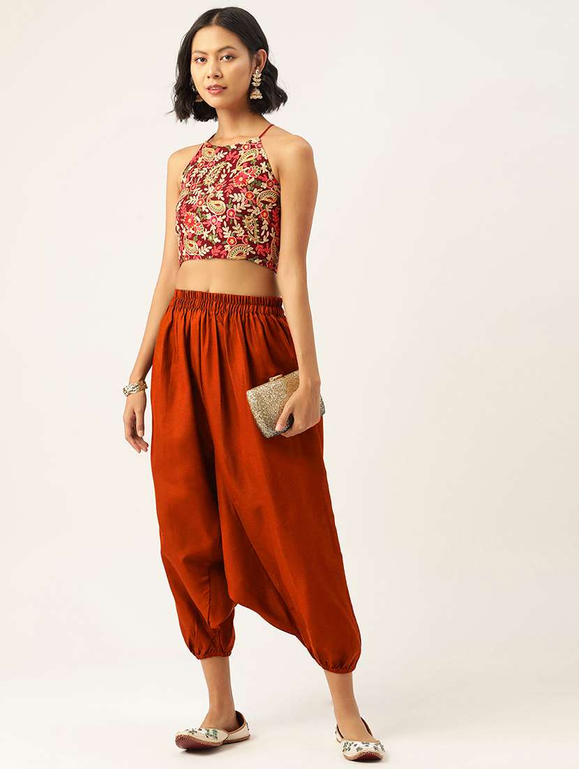 pack of 2 solid high-rise harem pants with elasticated waist - 20213172 -  Standard Image - 3