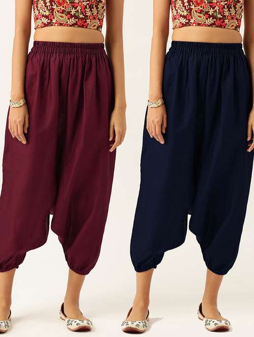 pack of 2 solid high-rise harem pants with elasticated waist - 20213178 - Standard Image - 0