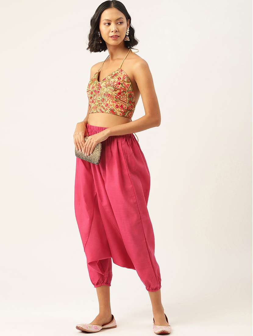 pack of 2 solid high-rise harem pants with elasticated waist - 20213179 - Standard Image - 3