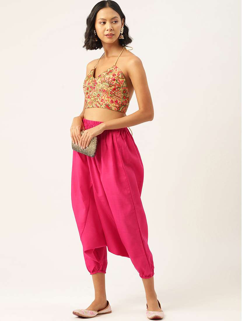 pack of 2 solid high-rise harem pants with elasticated waist - 20213180 - Standard Image - 3