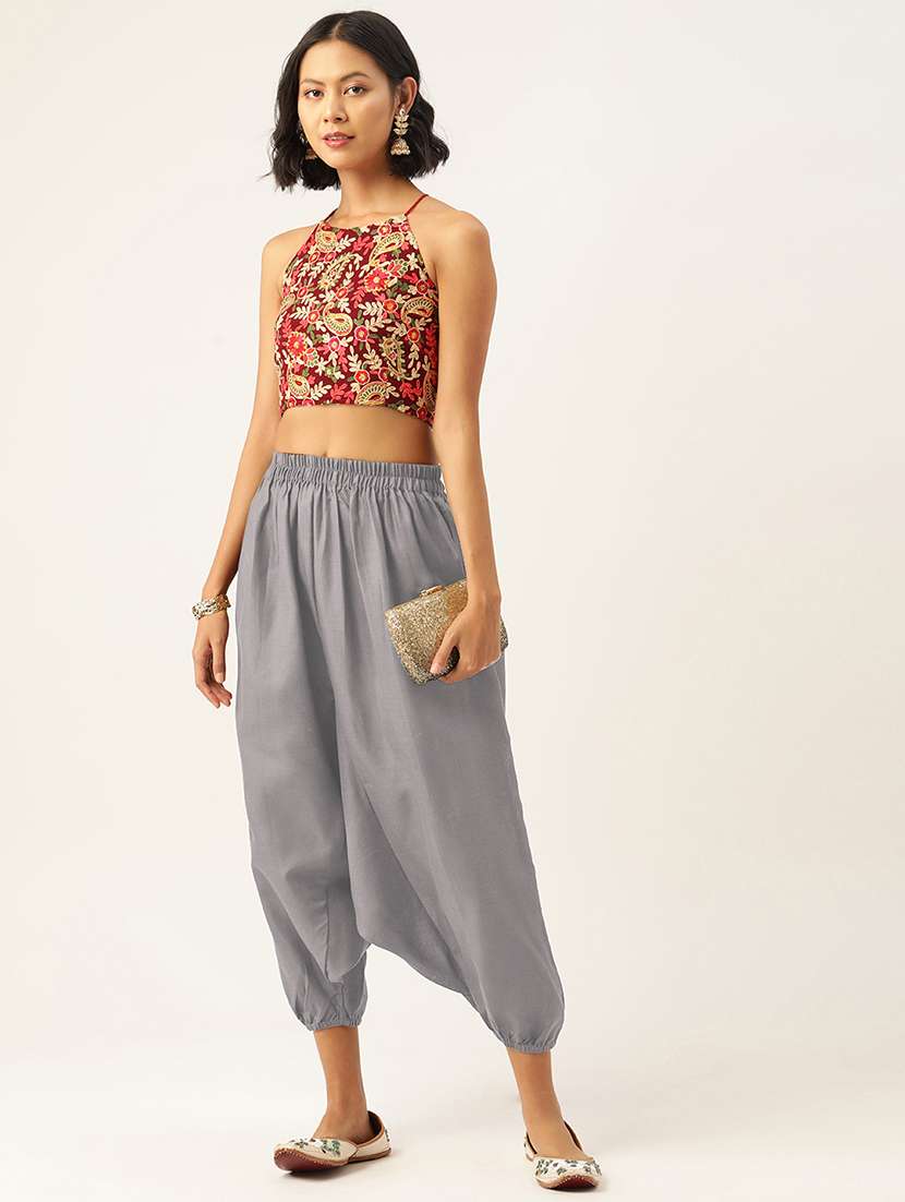 pack of 2 solid high-rise harem pants with elasticated waist - 20213185 - Standard Image - 3