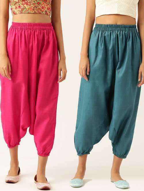 pack of 2 solid high-rise harem pants with elasticated waist - 20213189 - Standard Image - 0