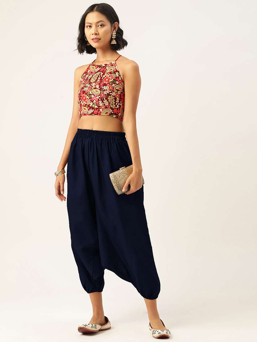 pack of 2 solid high-rise harem pants with elasticated waist - 20213194 - Standard Image - 3