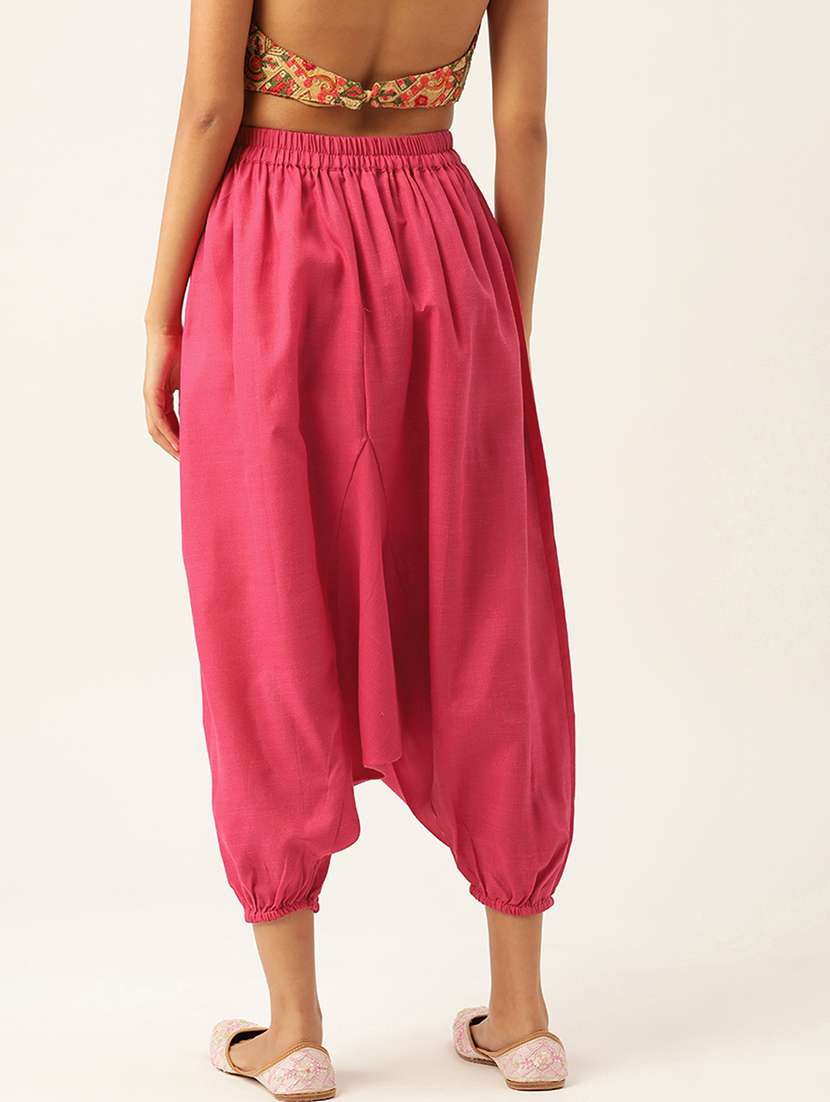 pack of 2 solid high-rise harem pants with elasticated waist - 20213195 -  Standard Image - 3