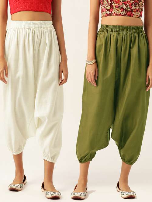 multi colored cotton harem salwars - 20213204 - Standard Image - 0