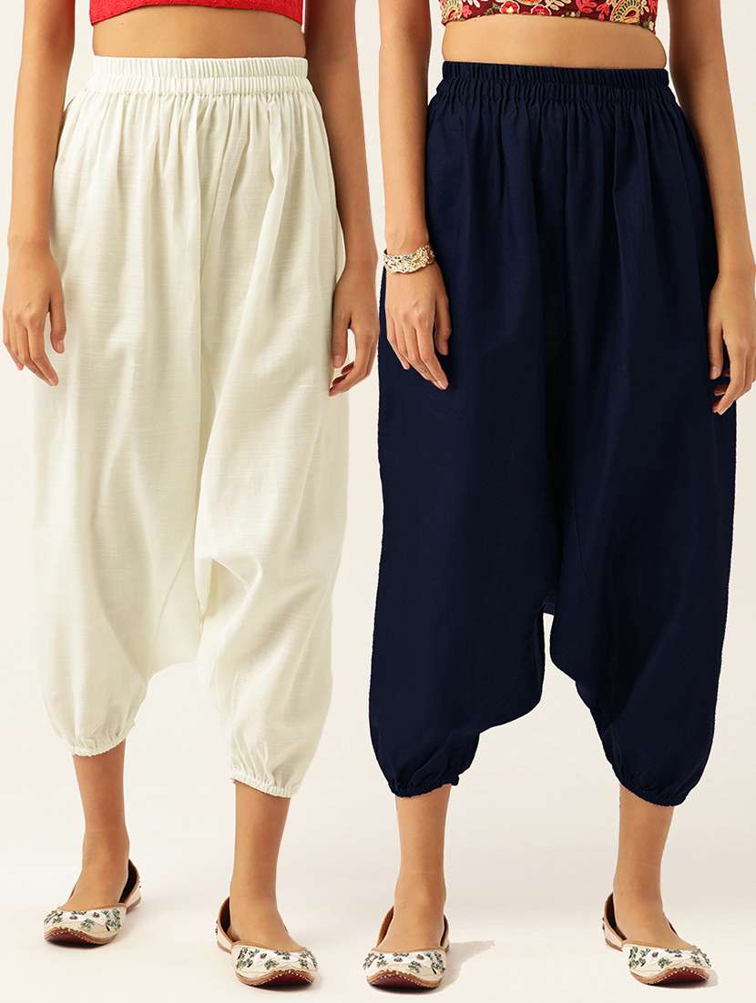 pack of 2 solid high-rise harem pants with elasticated waist - 20213207 - Zoom Image - 0