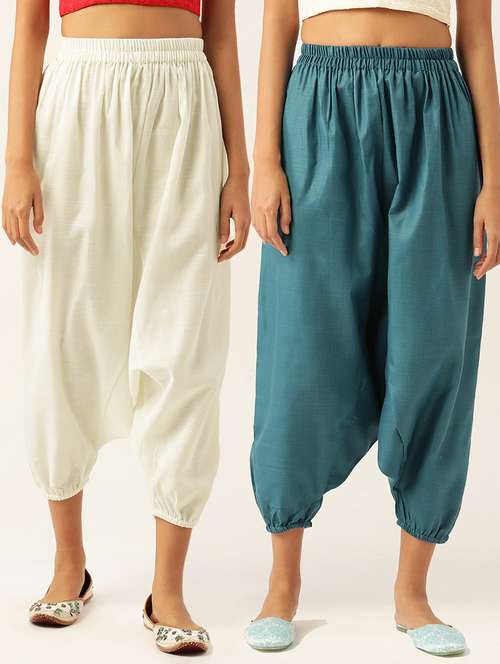 pack of 2 solid high-rise harem pants with elasticated waist - 20213211 - Standard Image - 0