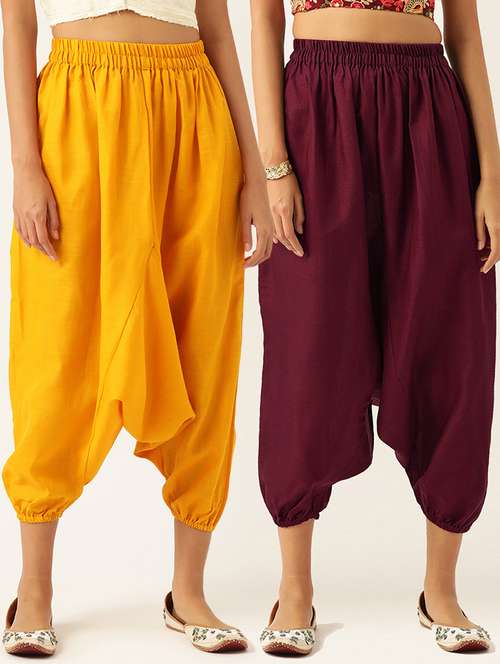 pack of 2 solid high-rise harem pants with elasticated waist - 20213217 - Standard Image - 0