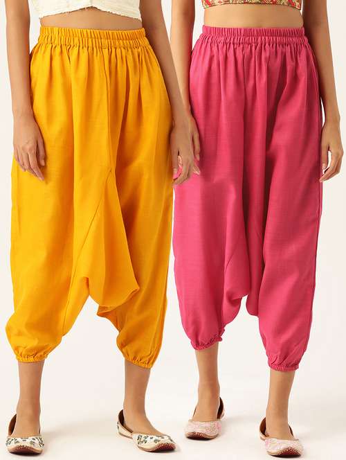 pack of 2 solid high-rise harem pants with elasticated waist - 20213220 -  Standard Image - 0