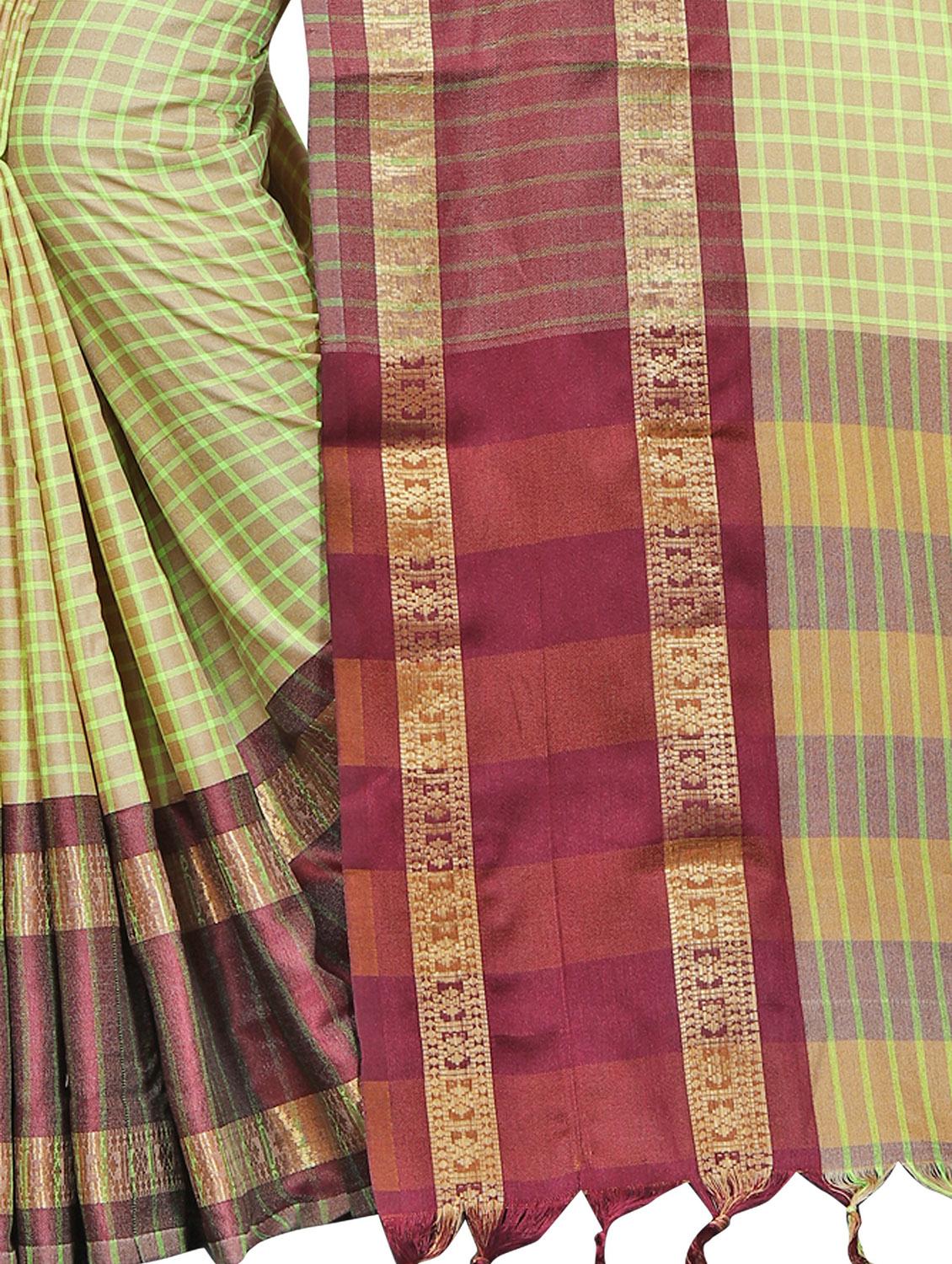 women's self design lime colored saree - 20214322 - Standard Image - 3
