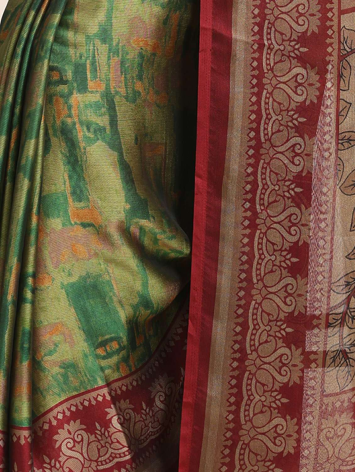 women's printed green colored saree with blouse - 20214379 - Standard Image - 3