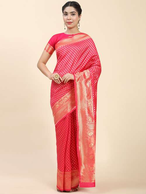 women's self design pink colored saree with blouse - 20214385 - Standard Image - 0