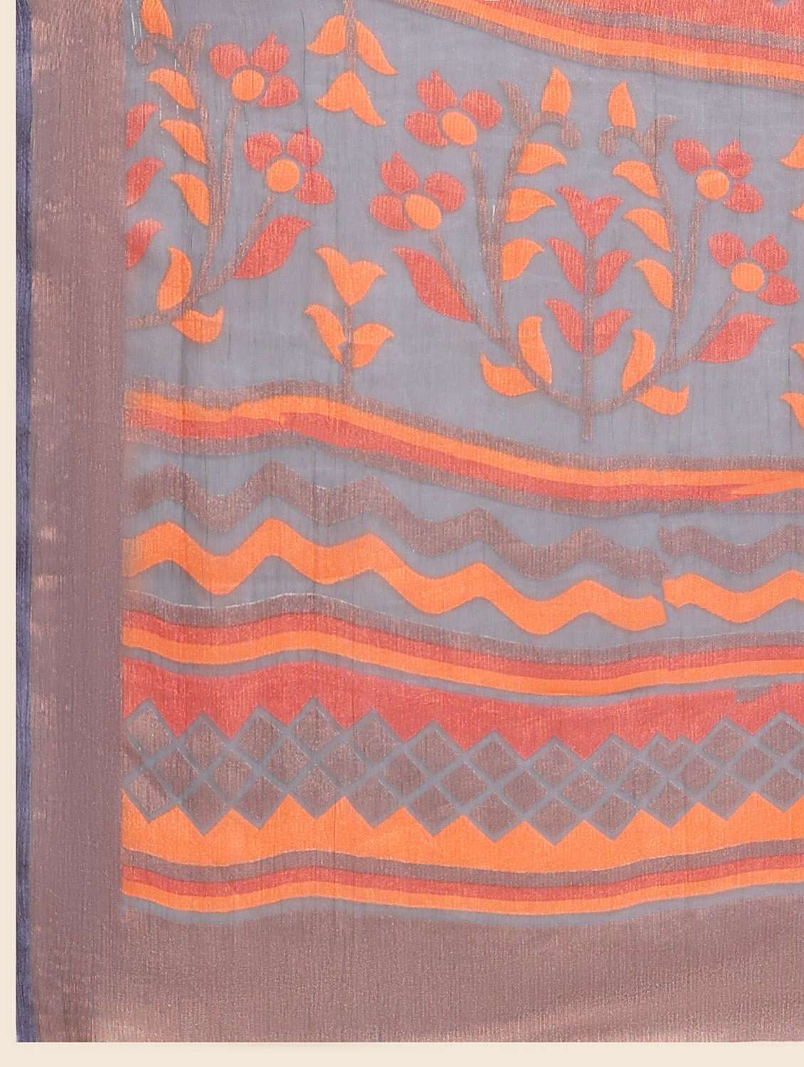 women's printed grey colored saree with blouse - 20214394 -  Standard Image - 3