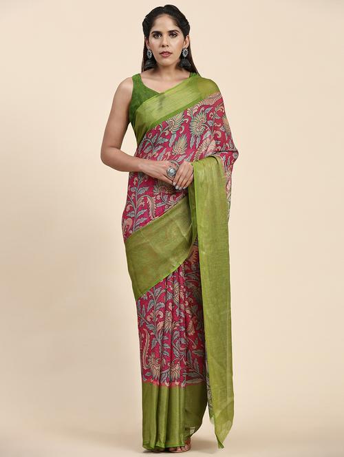 women's printed pink colored saree with blouse - 20214415 - Standard Image - 0