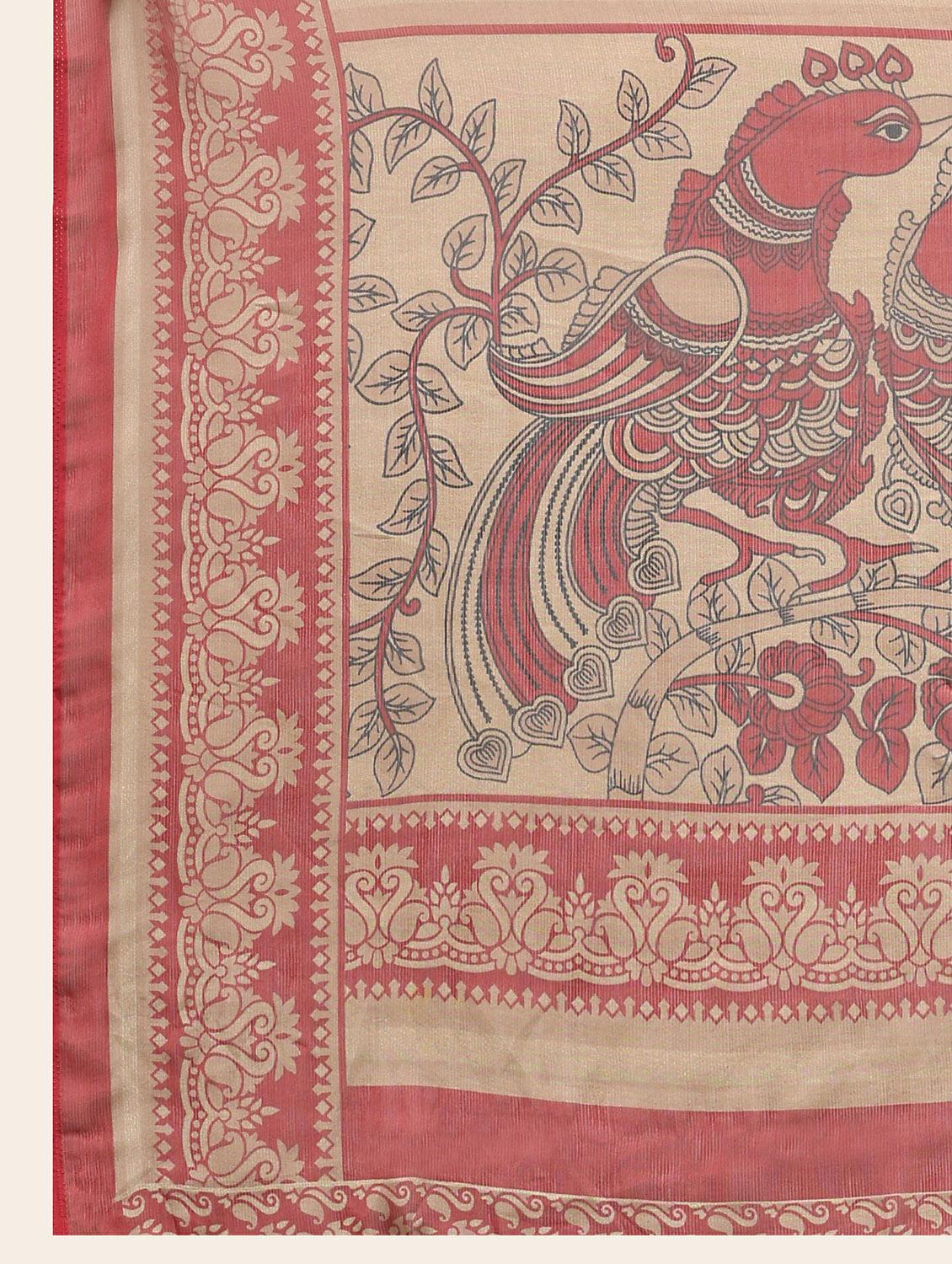 women's printed teal colored saree with blouse - 20214433 - Standard Image - 3