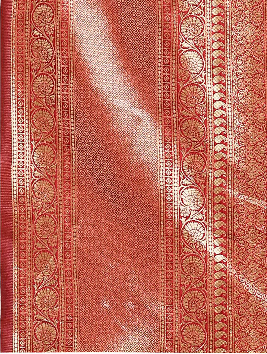 golden border jacquard work banarasi saree with blouse - 20214438 -  Standard Image - 3