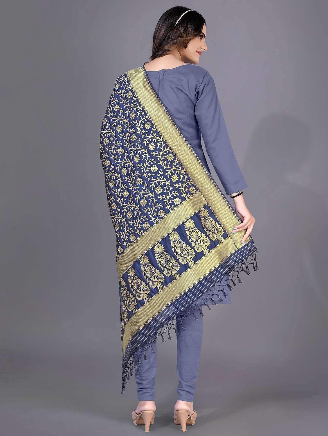 self design dupatta - 20214507 - Standard Image - 3