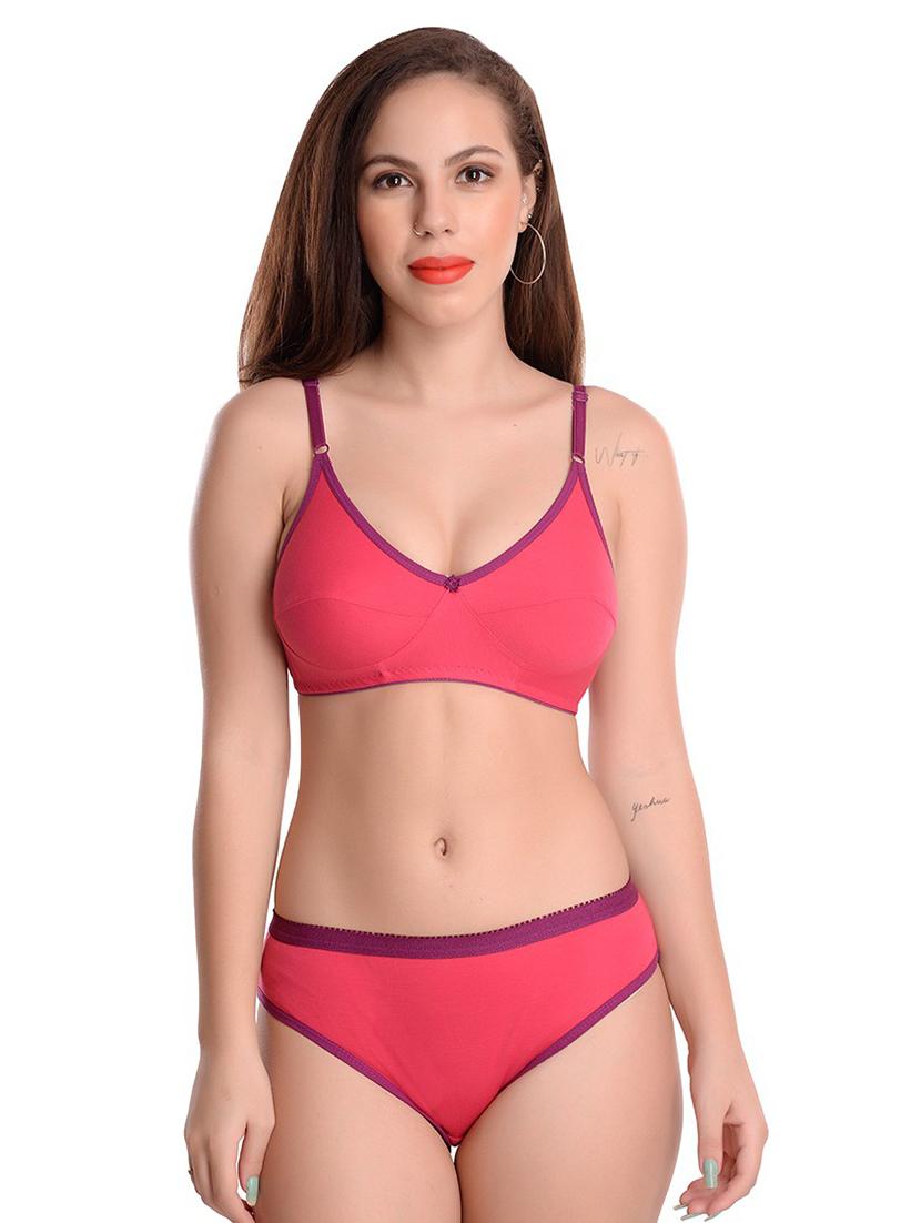red lace detailed bra and panty set - 20214529 - Zoom Image - 0