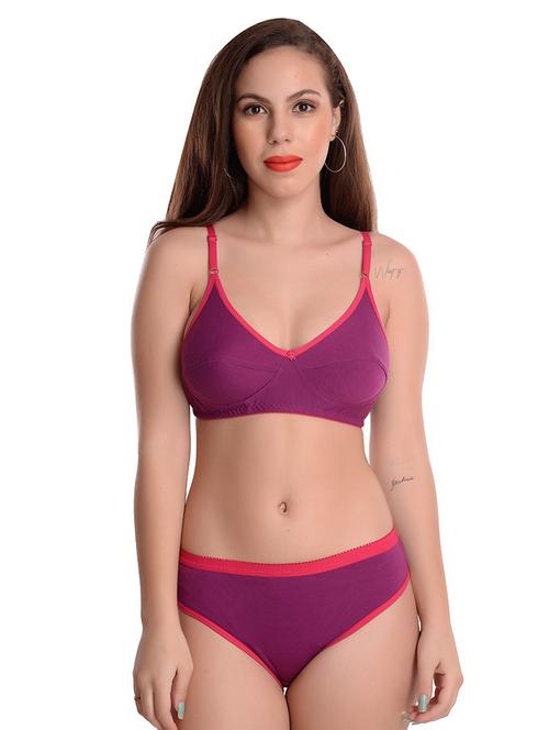 purple lace detailed bra and panty set - 20214530 - Standard Image - 0